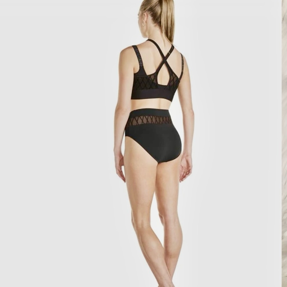 BLOCH - DIAMOND MESH HIGH WAIST BRIEFS Black Womens Small Dance wear Costume - Picture 3 of 13